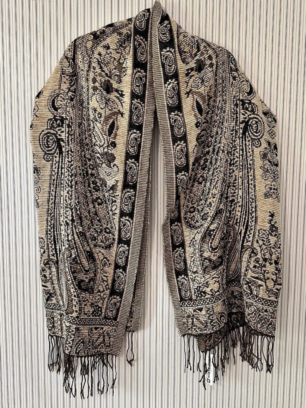 Anne Klein Paisley Scarf in Brown & Black NWT